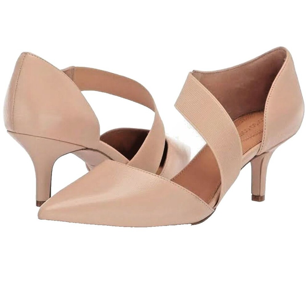 Corso Como Denise Leather Stretch Strap Pointed Toe Pumps Nude  8.5